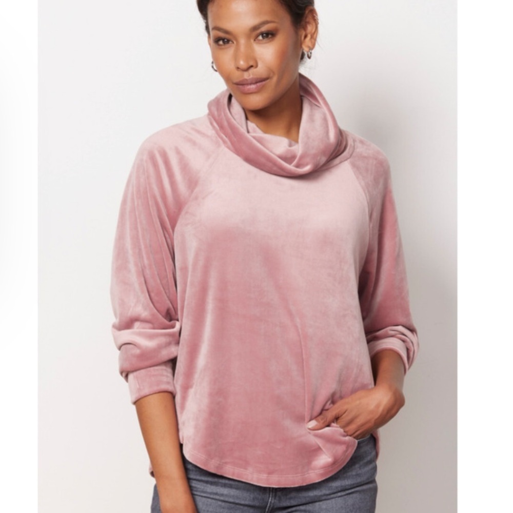 Evereve Milo Cozy Funnel Pullover‎ Pink Large